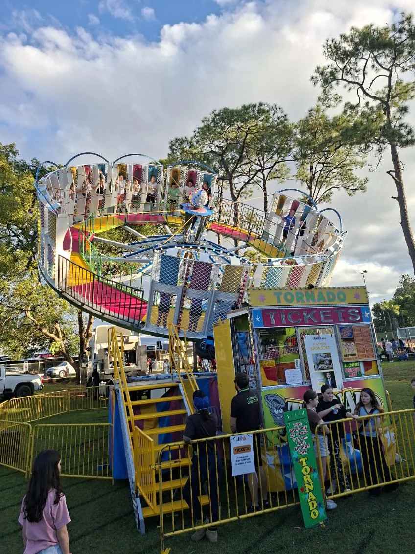 Tornado amusement ride operating at a Queensland event